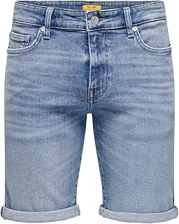 Only & Sons Men's Denim Shorts Capri O&S 3/4 Pants Bermuda Summer Short Casual Trousers Trousers ONSPLY
