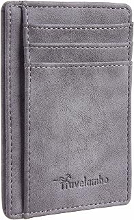 Travelambo Slim Wallet Front Pocket Minimalist Leather RFID Blocking Medium Size