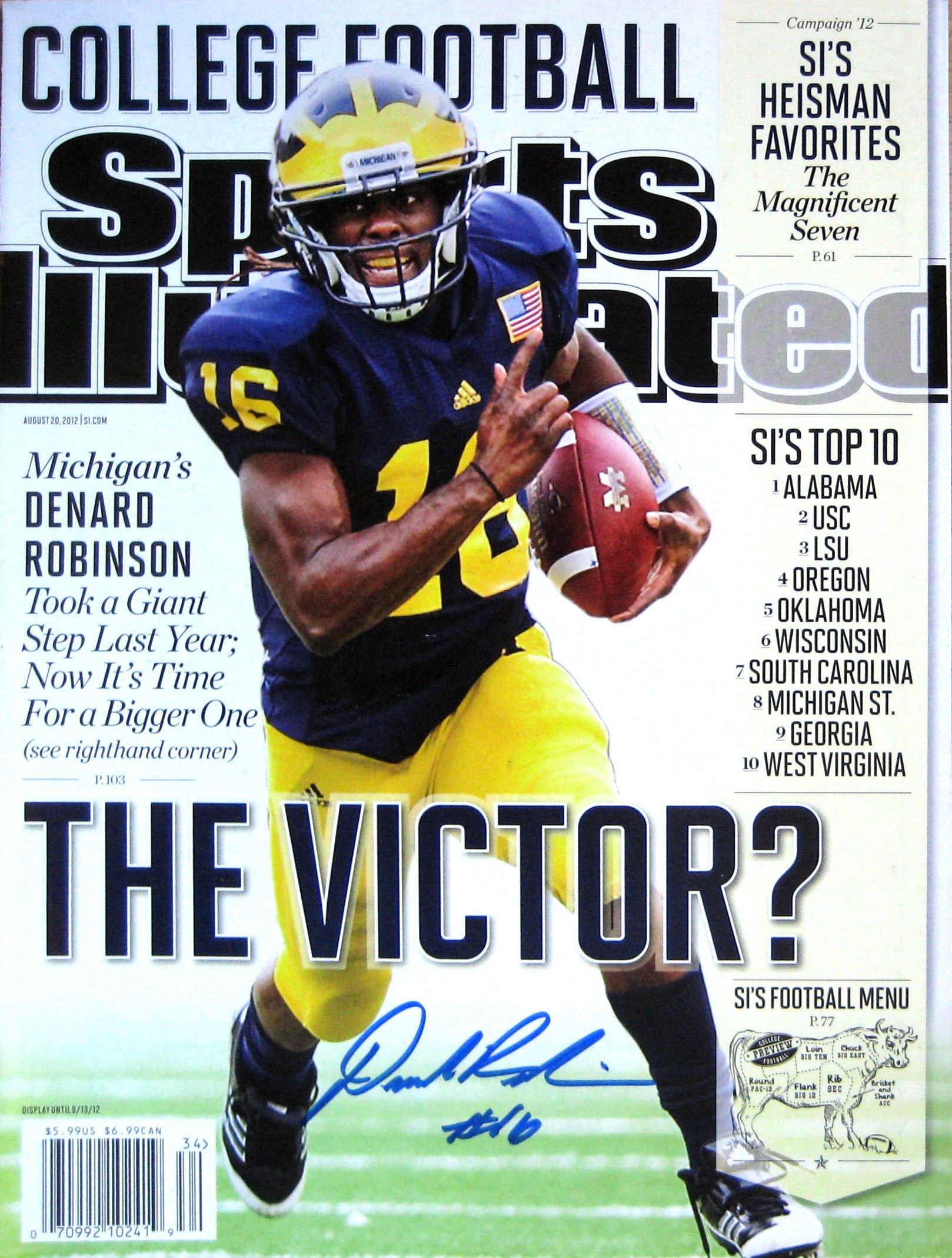 Robinson, Denard 8/20/12 autographed magazine