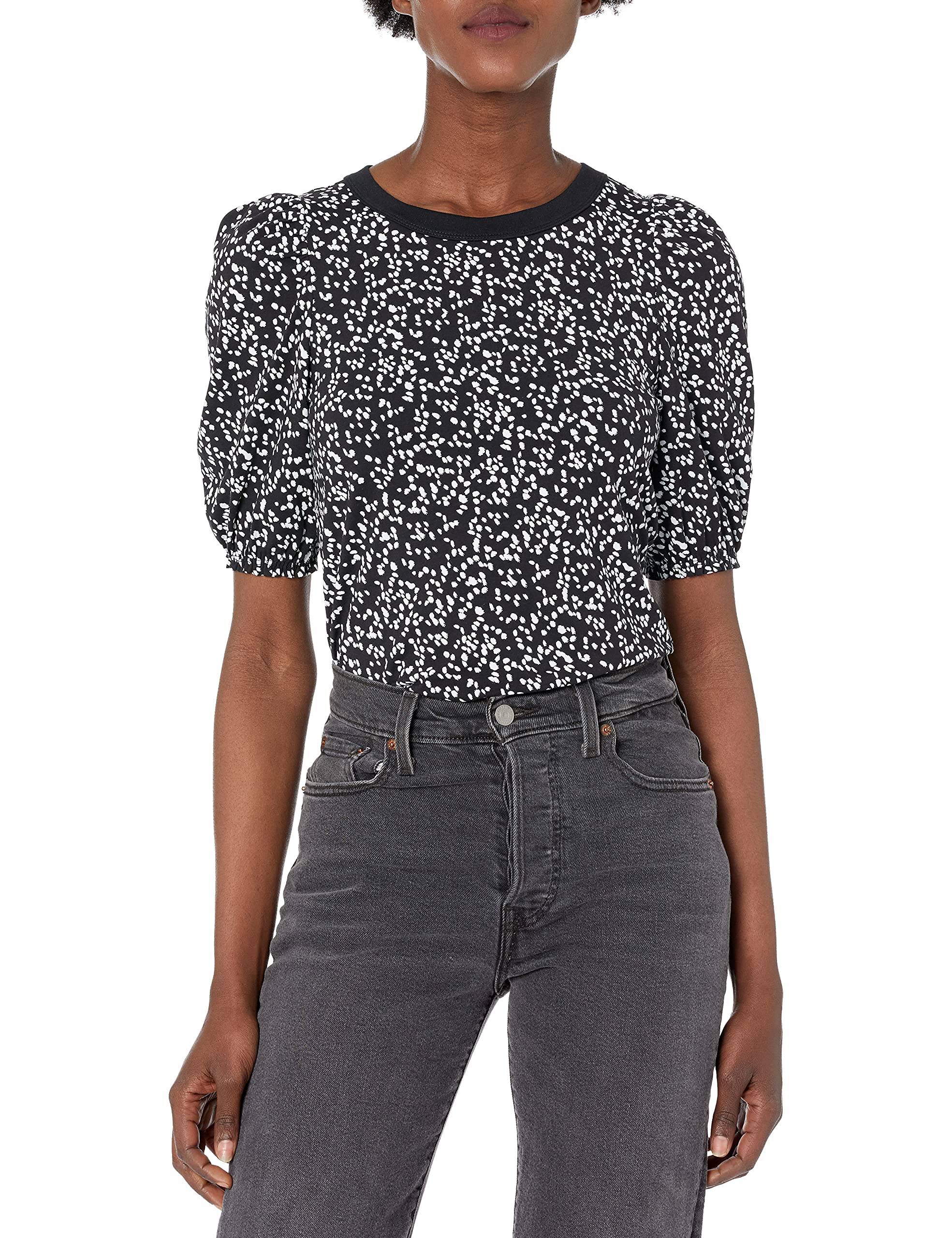 Amazon Essentials Women's Standard Fit Round Neck Puff Sleeve T-Shirt