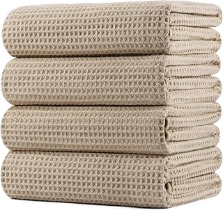 POLYTE 430 GSM Microfibre Quick Dry Waffle Bath Towel, 76.2x152.4 cm