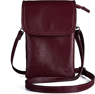 befen Small Women Genuine Leather Crossbody Bag, Mobile Phone Case for Women with Long Strap and Key Ring for Phone Under 6.5 Inches