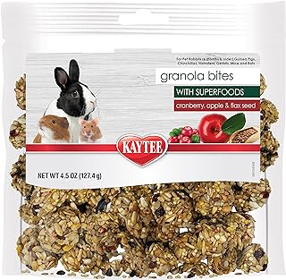 Kaytee Granola Bites with Superfoods Cranberry, Apple and Flax for Rats, Mice, Hamsters, Gerbils, Rabbits, Guinea Pigs and Chinchillas, 4.5 oz