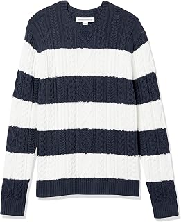 Amazon Essentials Mens Long-Sleeve 100% Cotton Fisherman Cable Crewneck Sweater