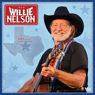 Willie Nelson OFFICIAL | 2027 12 x 24 Inch (Hanging) Monthly Square Wall Calendar | Plastic-Free | BrownTrout | Music Entertainment Songwriting