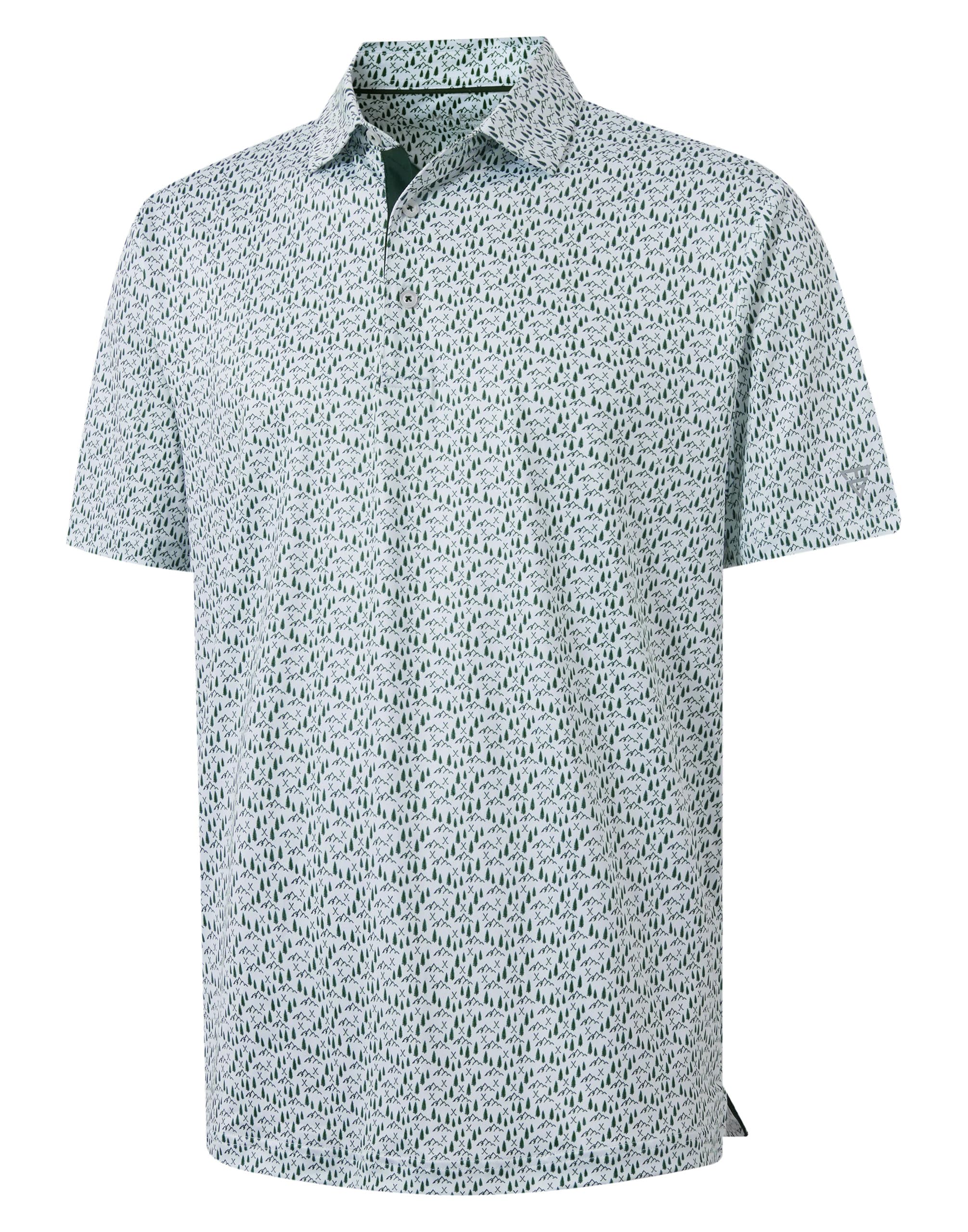 M MAELREG Mens Golf Shirt Print Performance Moisture Wicking Dry Fit Short Sleev