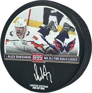 Alex Ovechkin Autographed Official Record Breaking Goal Logo Hockey Puck #/895 Holo Stock #251007