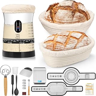 COCO BIRD Sourdough Starter Kit, 50oz Jar, Banneton Bread Proofing Baskets