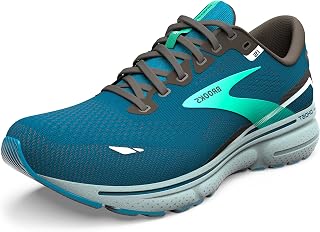 Brooks Men's Ghost 15 Sneaker, Moroccan Blue Black Spring Bud, 40.5 EU