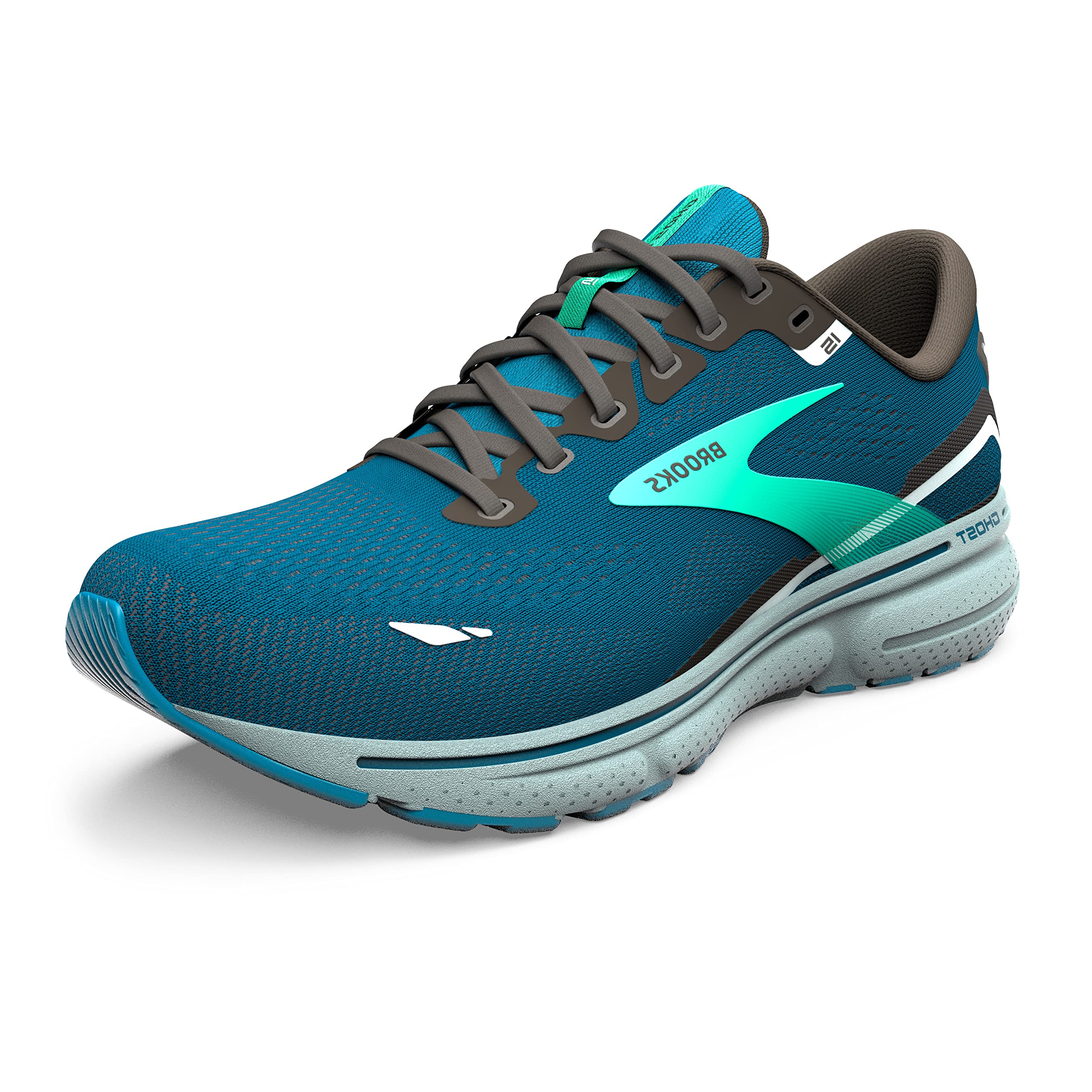 Brooks Men's Ghost 15 Sneaker, Moroccan Blue Black Spring Bud, 40.5 EU