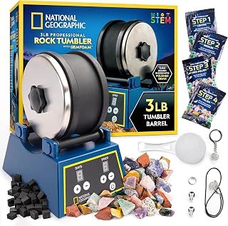 National Geographic 3 Lb. Rock Tumbler Kit for Kids and Adult Beginners | 3 Lb. Capacity Barrel, 3-Speed Motor, 9-Day Timer, Rough Rocks and Polishing Grit, Rock Polisher, Geology Hobby
