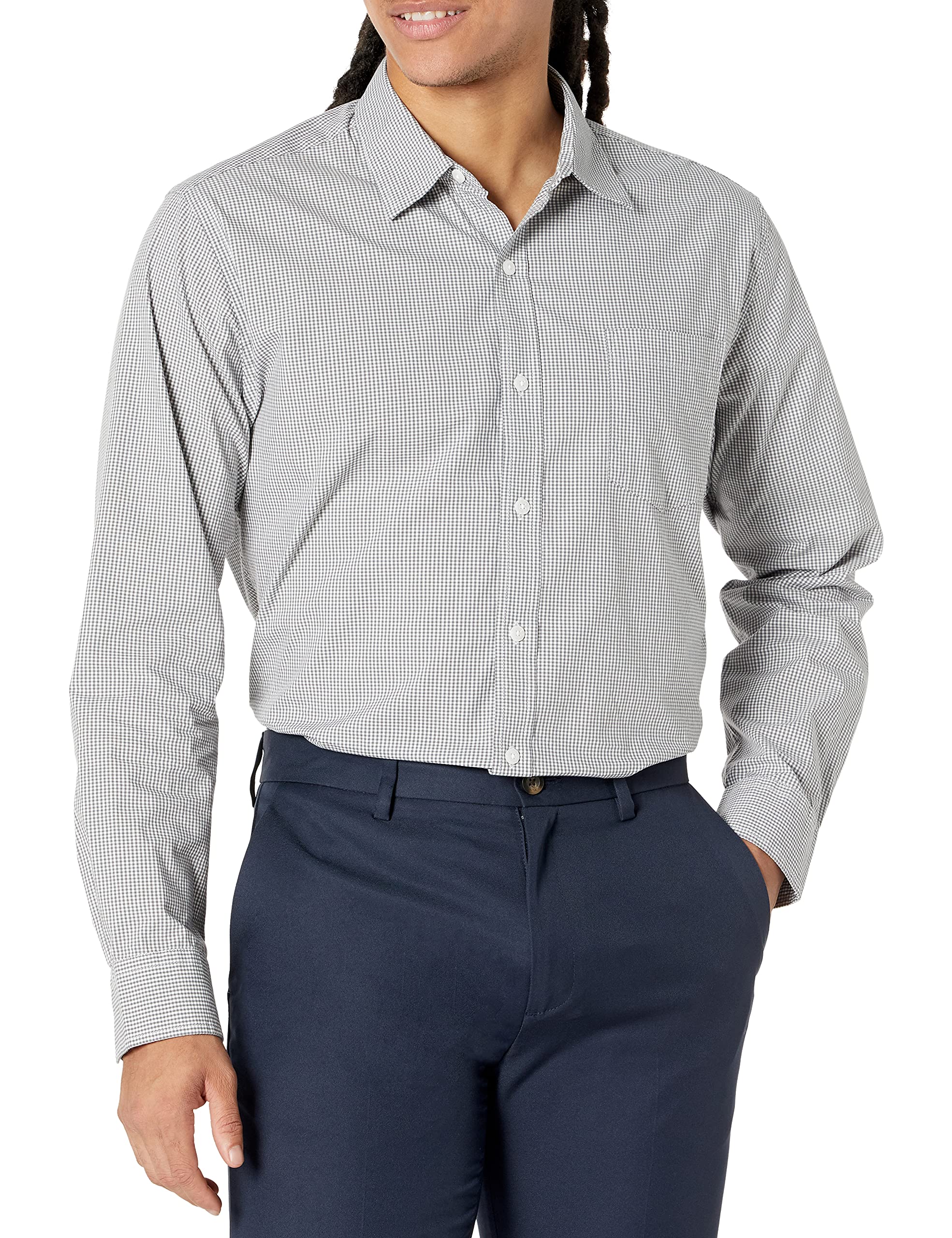 Amazon Essentials Men's Regular-Fit Long-Sleeve Casual Poplin Shirt, Button Fron