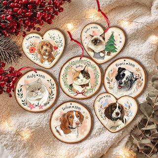 Personalized Pet Portrait Christmas Ornament, Dog Cat Photo Keepsake