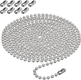 Shappy 10 ft Bead Pull Chain for Blind, 4.5 mm, Silver, 10 Connector | Roller Shade Chain Replacement, Fits Window Vertical Blind, Bead Cord Extender
