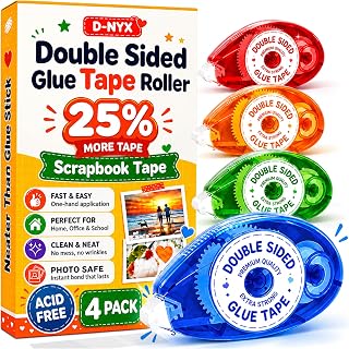 Double Sided Tape Scrapbook Tape Roller, Must Have Adhesive Glue Runner | Scrapbooking Journaling Supplies Glue Tape Roller For Paper Art &amp; Craft Card Making Gift Wrapping Office School Home