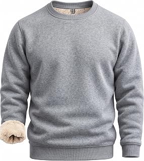 Boladeci Men's Sherpa Lined Crewneck Sweatshirt Heavyweight Fleece Pullover