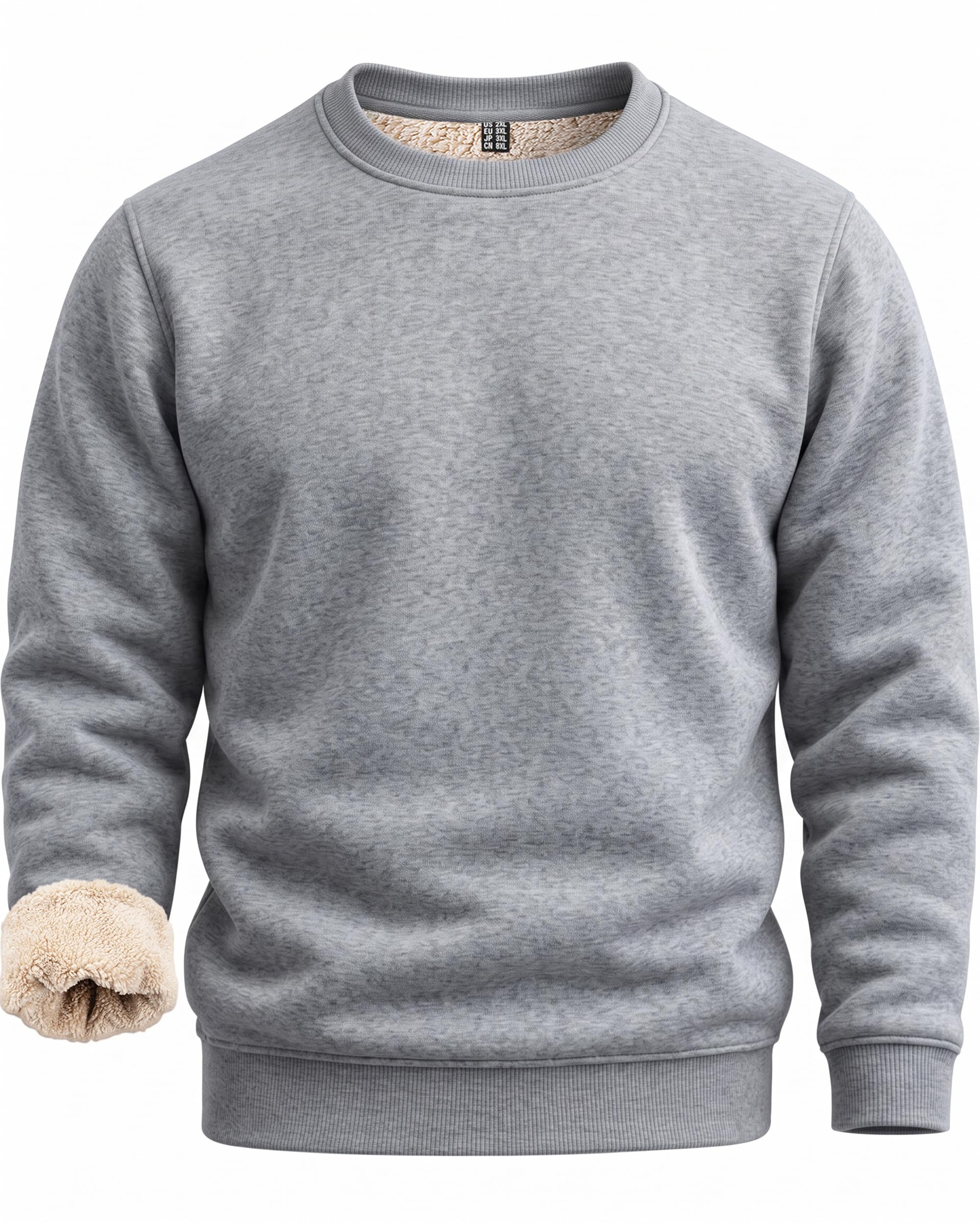 Boladeci Men's Sherpa Lined Crewneck Sweatshirt Heavyweight Fleece Pullover