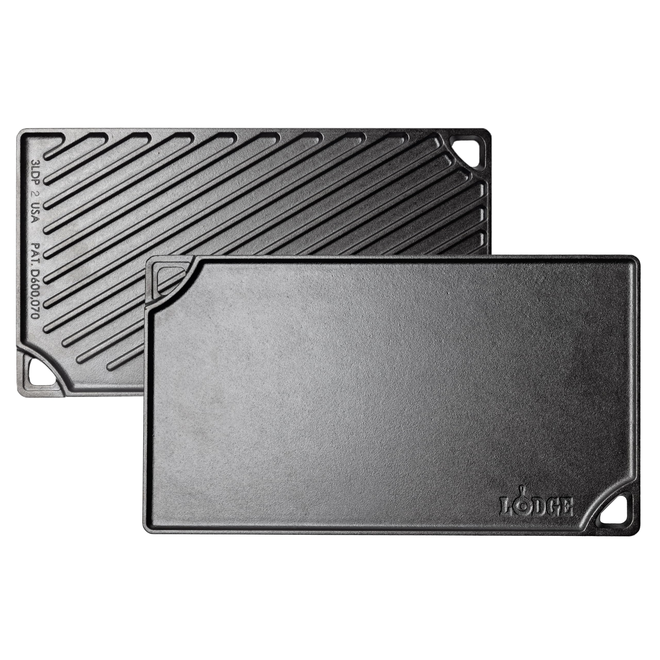 Lodge Reversible Cast Iron Grill/Griddle Pan, 16.75 x 9.5 Inches | Dual-Sided Do