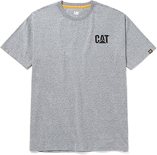 CAT Men's Trademark T-Shirts with Shape-Retention Rib Trim Spandex, Tagless Neck, and Cat Logo on Left Chest
