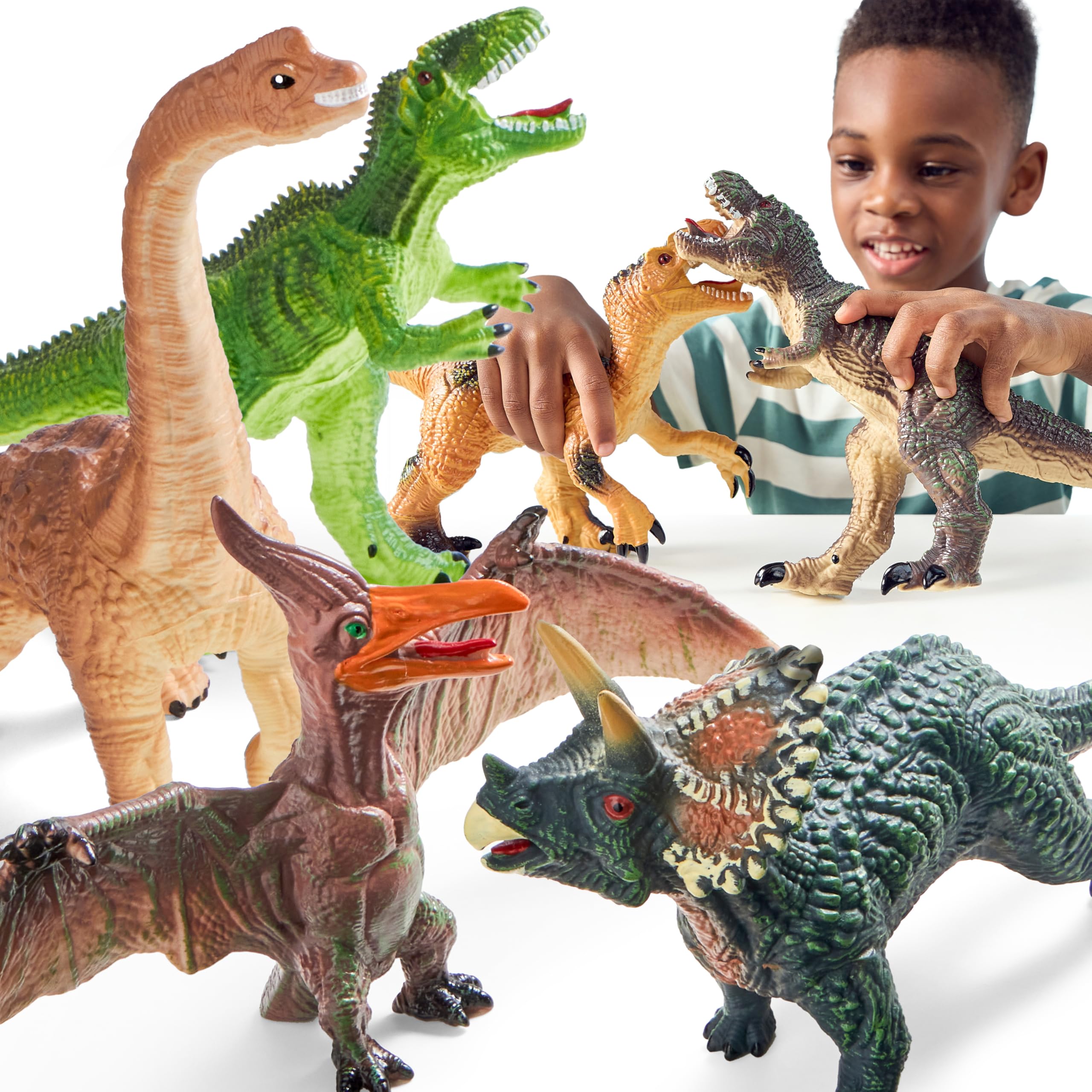 JOYIN Big Dinosaur Toys for Toddlers, 6 Piece Large Soft Dinosaur Figures with a