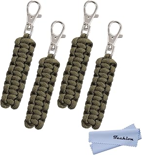 Techion 4 Pack Paracord Zipper Pulls Replacement with Metal Clip | Paracord Zip Tags Cord Pulls with Clasp for Backpacks, Jackets, Tents, Trolley Cases, Traveling Cases