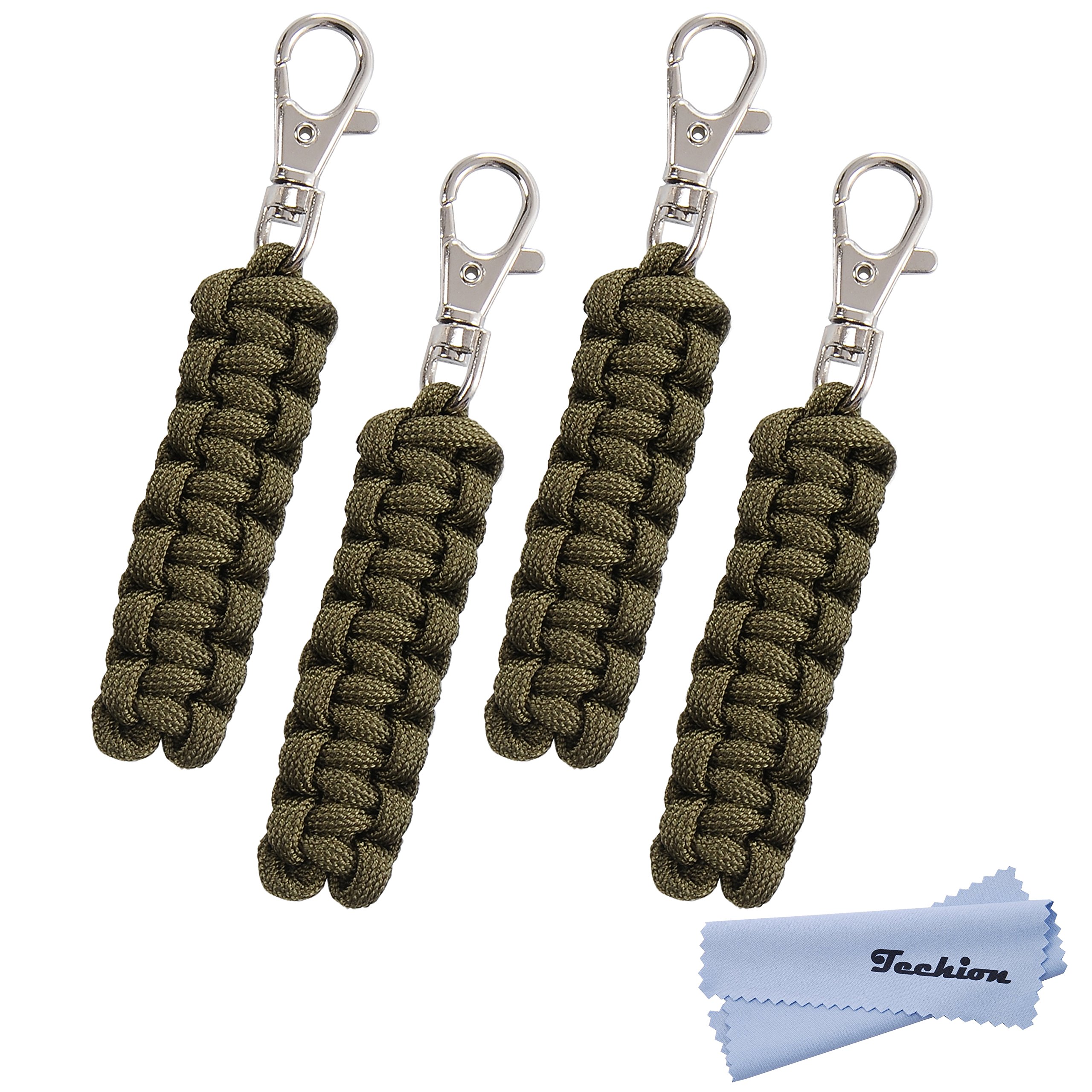 Techion 4 Pack Paracord Zipper Pulls Replacement with Metal Clip | Paracord Zip 