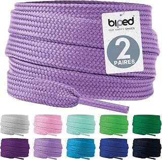 biped Laces 2 Pairs of Flat Polyester Laces, Width 10 mm, Laces for Trainers and Sports Shoes, Tear-Resistant and Washable Z2913