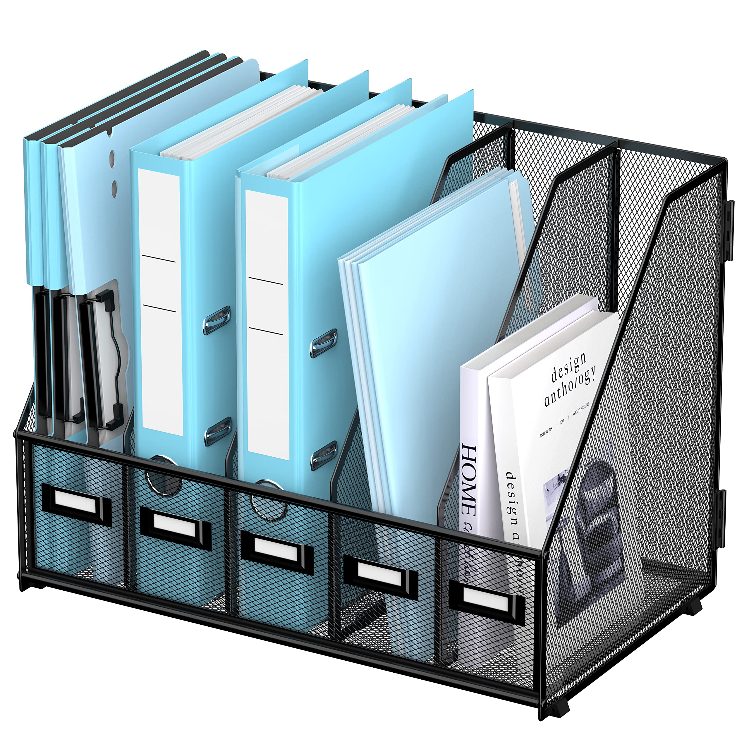 Desk Organizers Metal Desk Magazine File Holder with 16''x12''x12'' 5 Vertical C