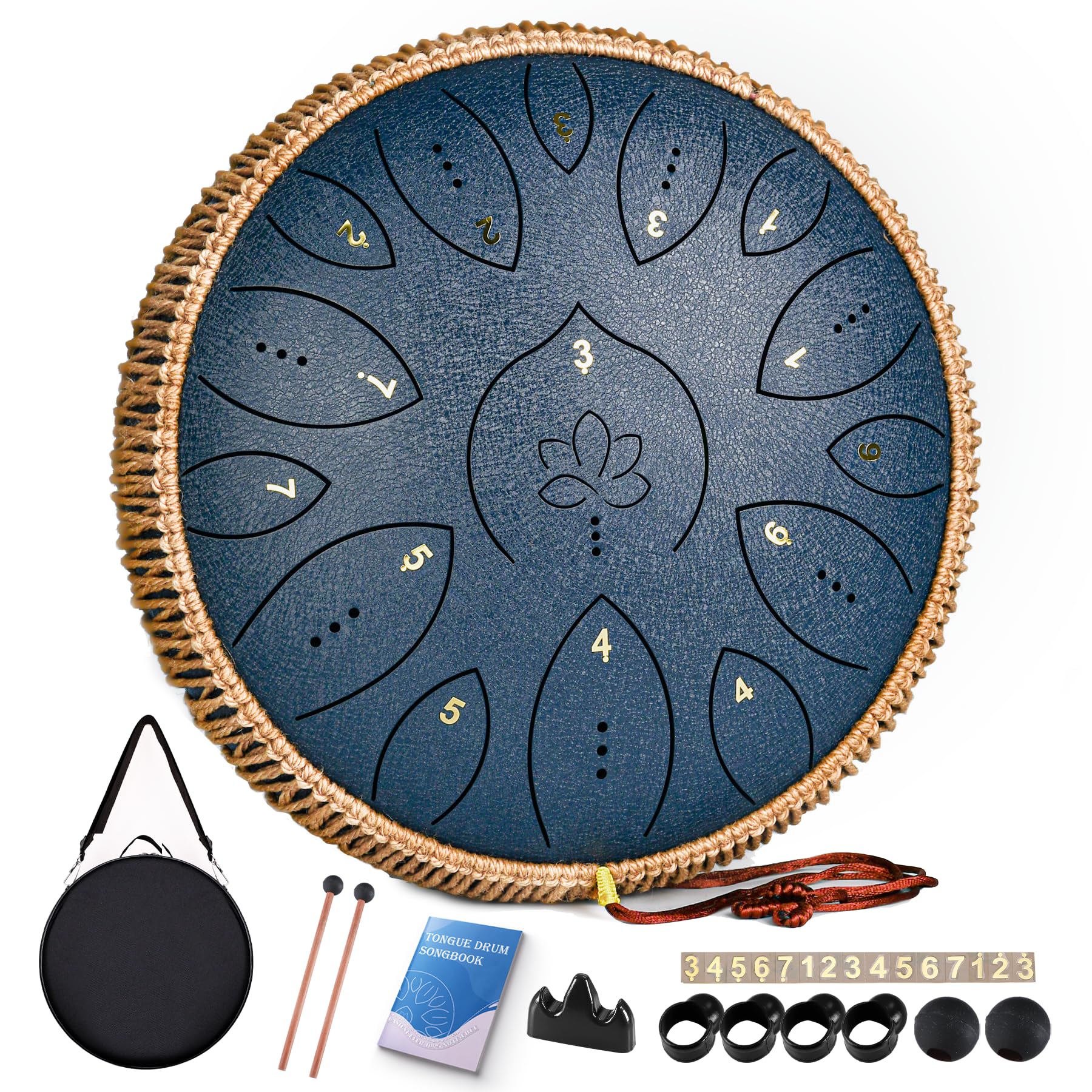Steel Tongue Drum 13 Inches 15 Notes, Hand Pan Drums for Adults 440hz, C Major H