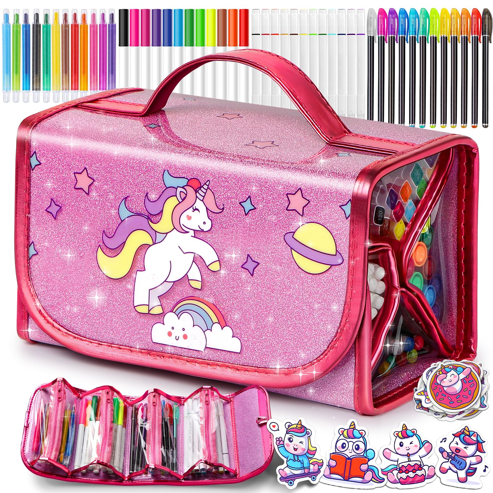 Unicorn Gifts for Girls Pencil Case for Girl with 48Pcs Stationery Included | Gi