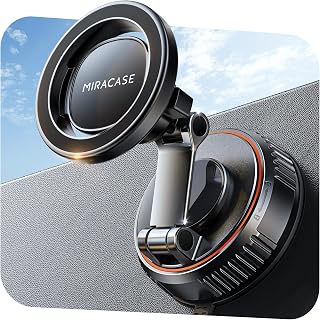Miracase for MagSafe Car Mount[20 Powerful N55 Magnets+Industrial-Grade Vacuum Base] Magnetic Phone Holder Car 360° Full-Directional Adjustment, Fit for Windshield & Dashboard with All Smartphones