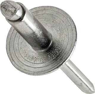 Fastenere Large Flange Pop Rivets - 3/16" x 1/4" (25 Pack) Heavy Duty, Stainless Steel Blind Rivets, Open End 6-4 Grip Range .188" - .250", Corrosion Resistant, High Tensile & Shear Strength