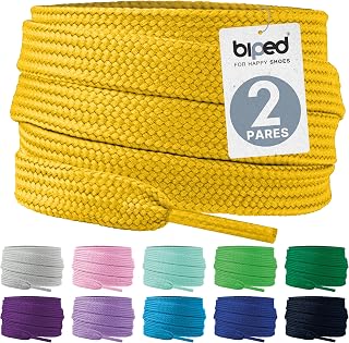 biped LACES Flat Laces (2 Pairs), Polyester Flat Shoelaces, 10 mm Width, Premium Shoe Laces for Trainers, Sports Shoes, Tear-Resistant and Washable z2913