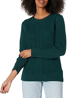 Amazon Essentials Women's Round Neck Long Sleeve Cable Soft Sweater (Available in Plus Size)