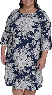 Tommy Hilfiger Women's 3/4 Bell Sleeve High Neck Sheath Mini Dress Dress