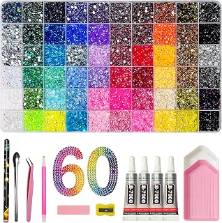 DFBYZLQ Bedazzling Kit 48000Pcs Multicolors 3mm Flatback Gems for Diamond Art, 60 Colors Resin Jelly Rhinestones, Bedazzler Kits with 12pcs Tools (60 Colors)