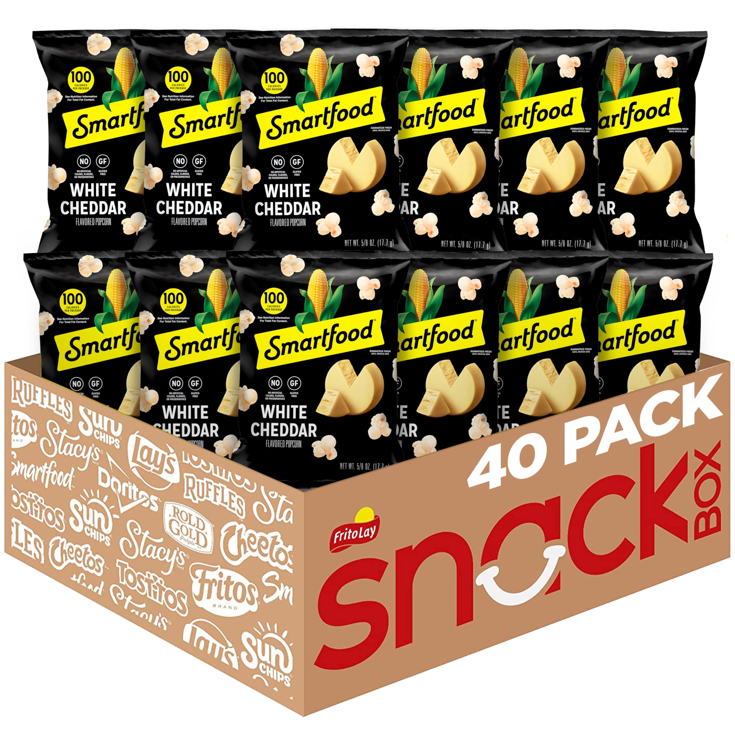 Smartfood Popcorn, White Cheddar, 0.625 Ounce (Pack of 40)