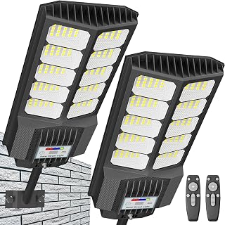 Vzyhik New 6500W Solar Street Lights Outdoor Waterproof - Commercial Outdoor Solar Light, 200pcs High Brightness LEDs, Solar Parking Lot Lights Dusk to Dawn for Yard Garden with Motion Sensor - 2 Pack