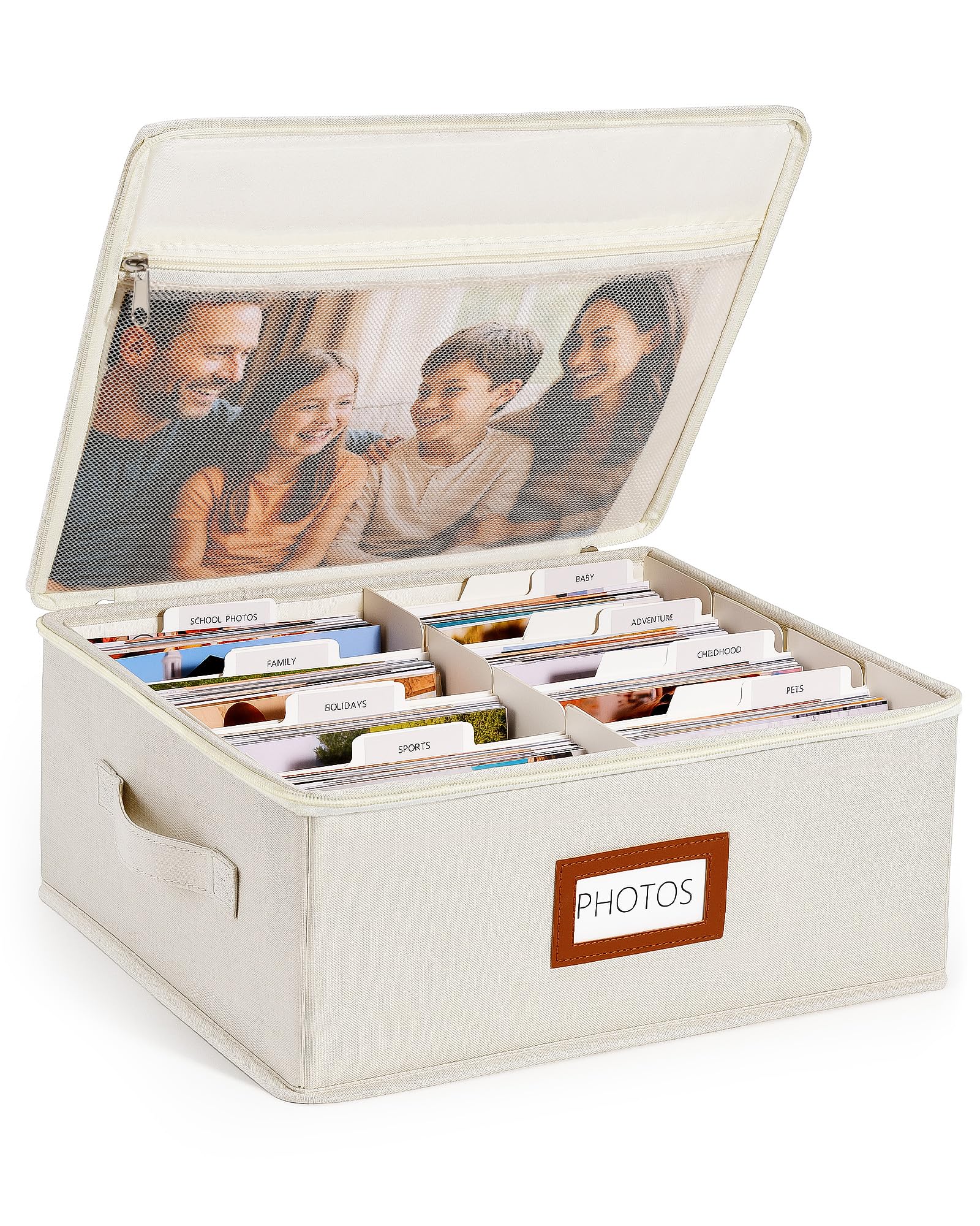 HULISEN Photo Storage Box, Photo Organizer for 2000 4x6 Pictures, Beige | Linen 