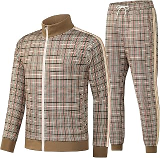 W JIANWANG Men's Tracksuit and Jogging Suit – Sports Suit for Men with Long Sleeve Zip Fitness Sports Trousers