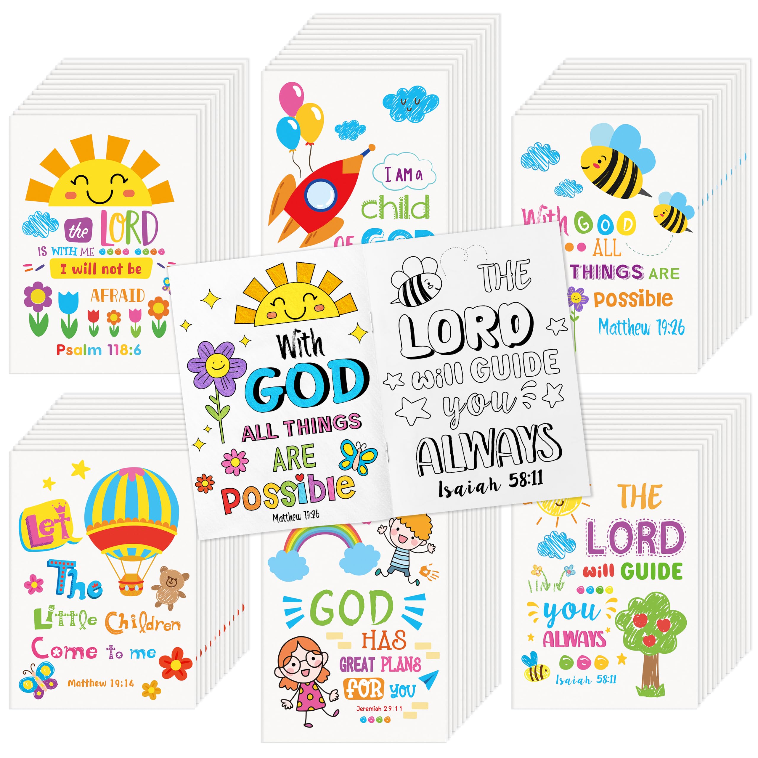 Dvbonike 72Pcs Religious Coloring Books Bible Verses DIY Color-in Pages | Drawin