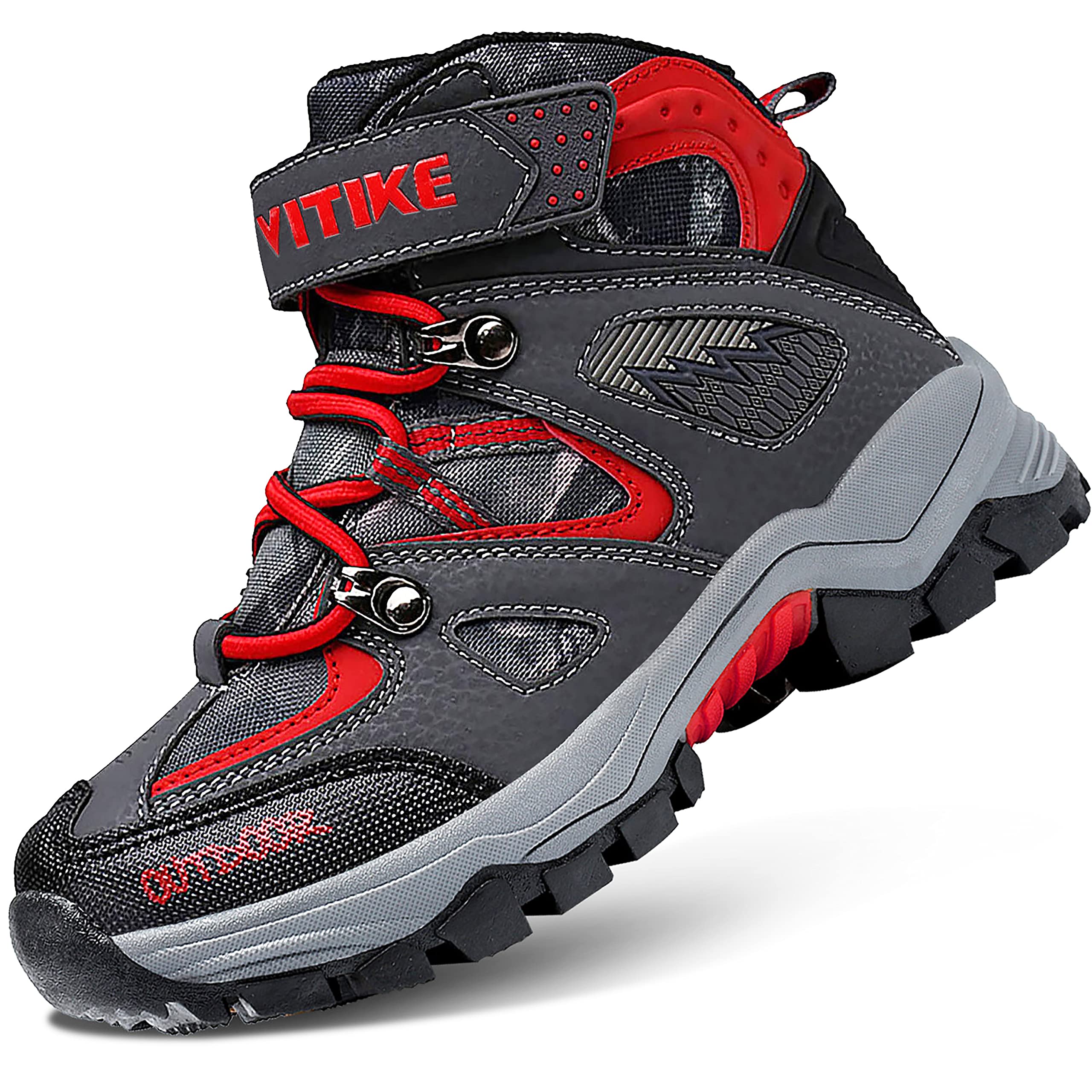 ASHION Kids Boys Snow Boots, Warm Plush Winter Hiking Boots, Ankle Support Walki