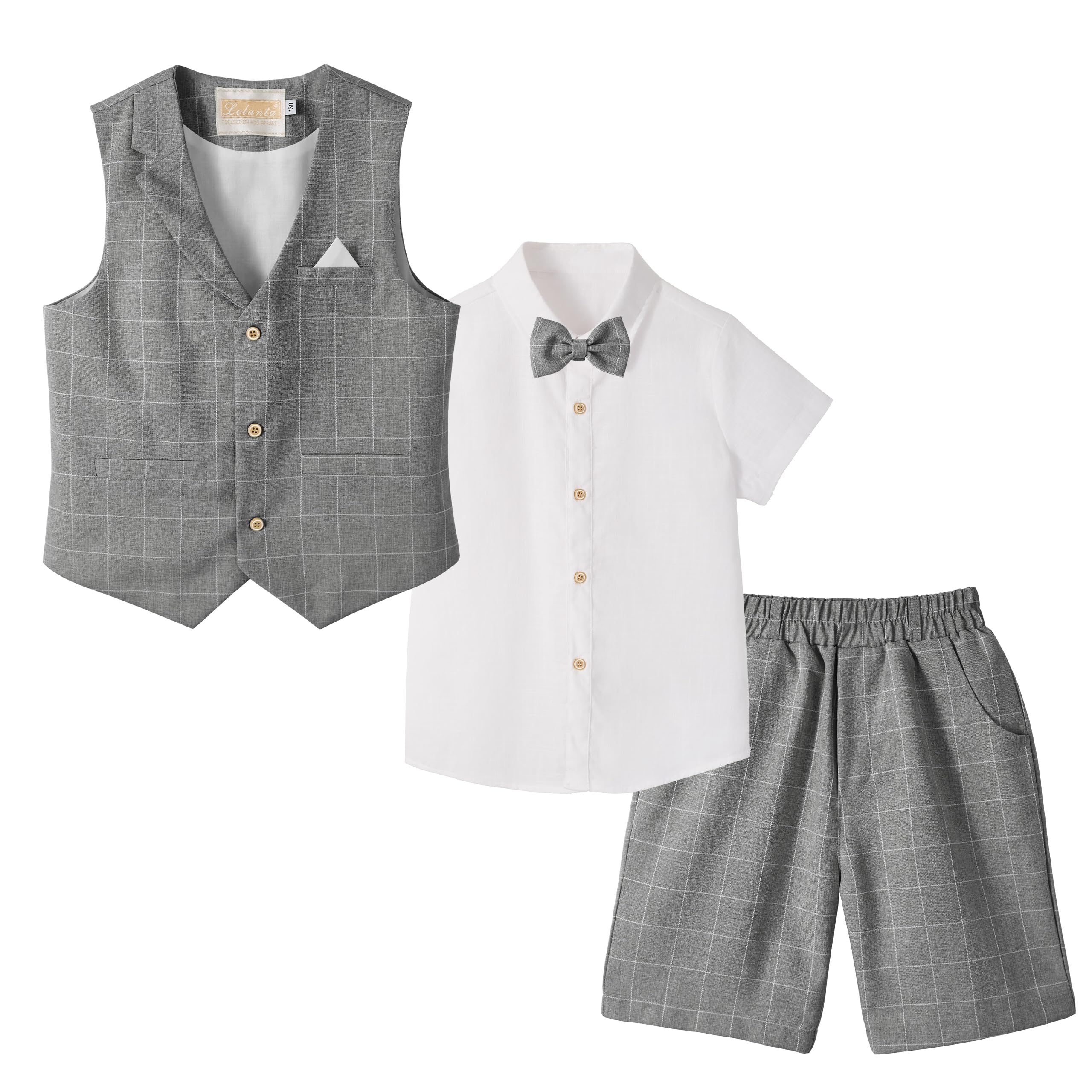 LOLANTA Set of 4 Children's Ceremony Summer Dress with Vest Trousers Shirt and B