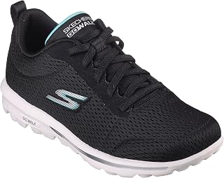 Skechers Women's GO Walk Travel-Fun Journey Sneaker, Black/Aqua, 7.5