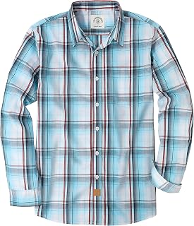 Dubinik® Mens Long Sleeve Button Down Shirts Plaid Casual Work Cotton Vintage Soft with Pocket Regular Fit