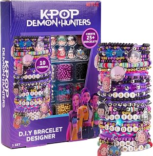 Horizon Group USA Jewelry Making Kit, Kpop Demon Hunters | Bracelet and Accessories Design Set, Cute DIY Beading and Jewelry, Includes String, Beads, and Charms, Makes 25+ Pieces