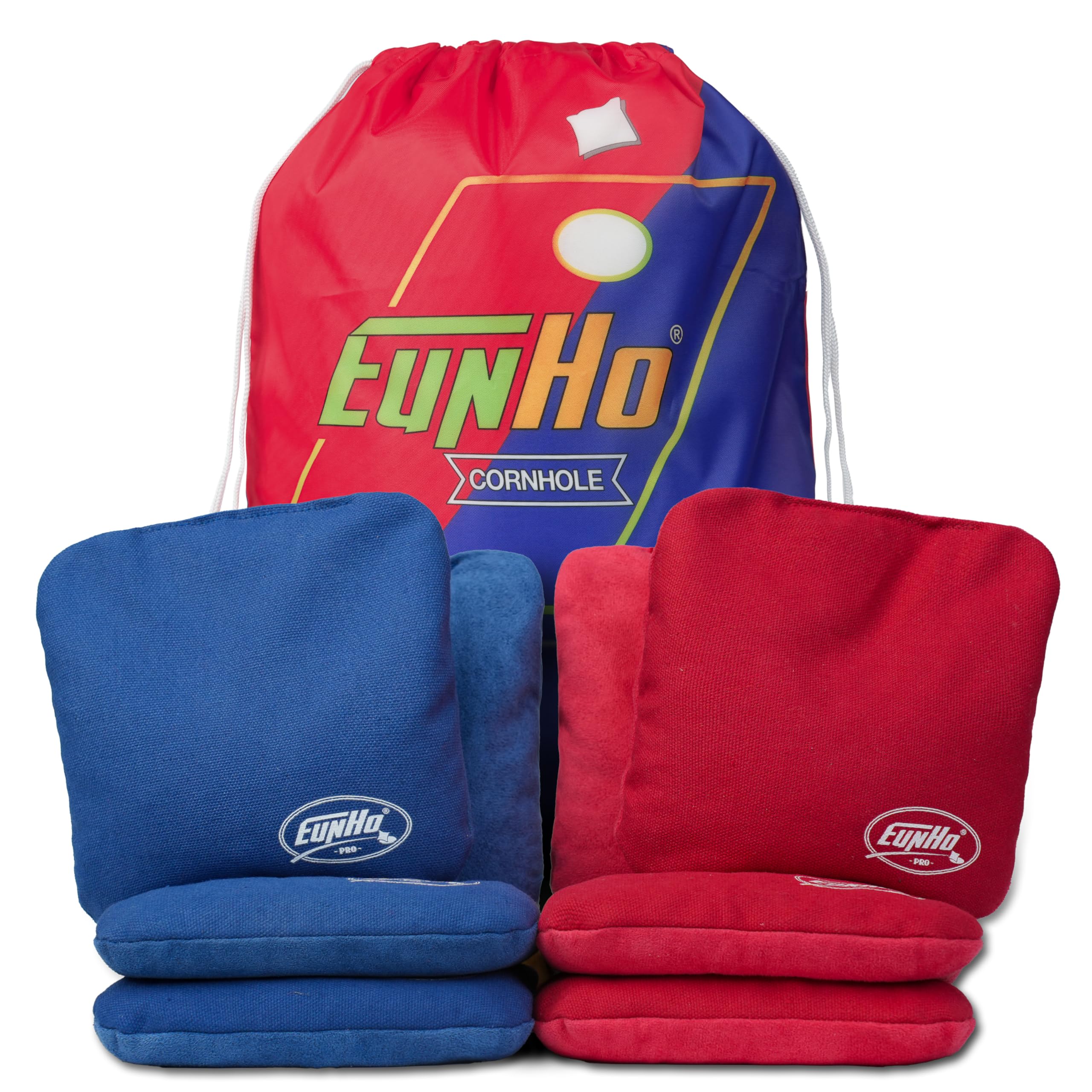 EunHo Dual Sided Cornhole Bags Set of 8 Regulation Professional, Slick and Stick