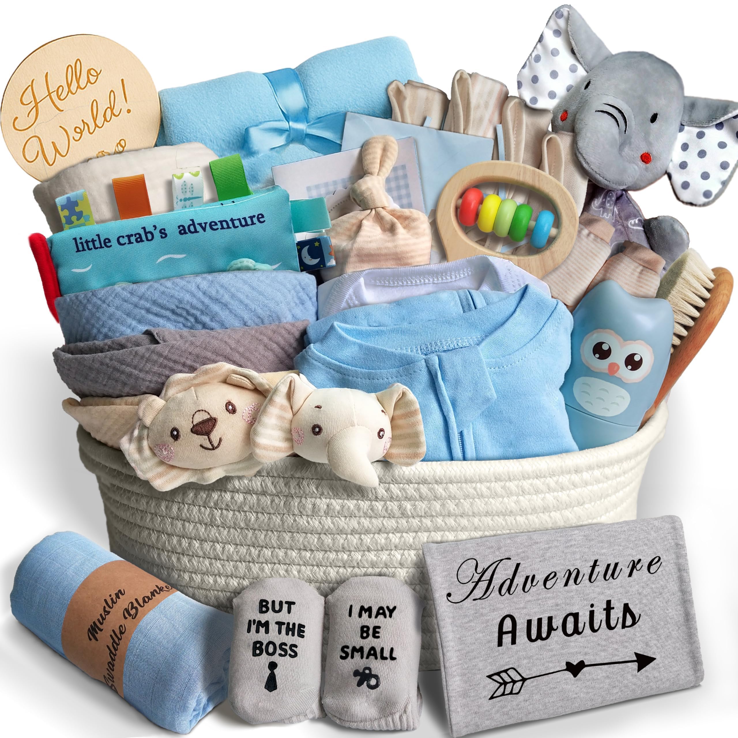 30-Piece Baby Shower Gifts for Boys, Newborn Essentials Must Haves,Large Baby Bo
