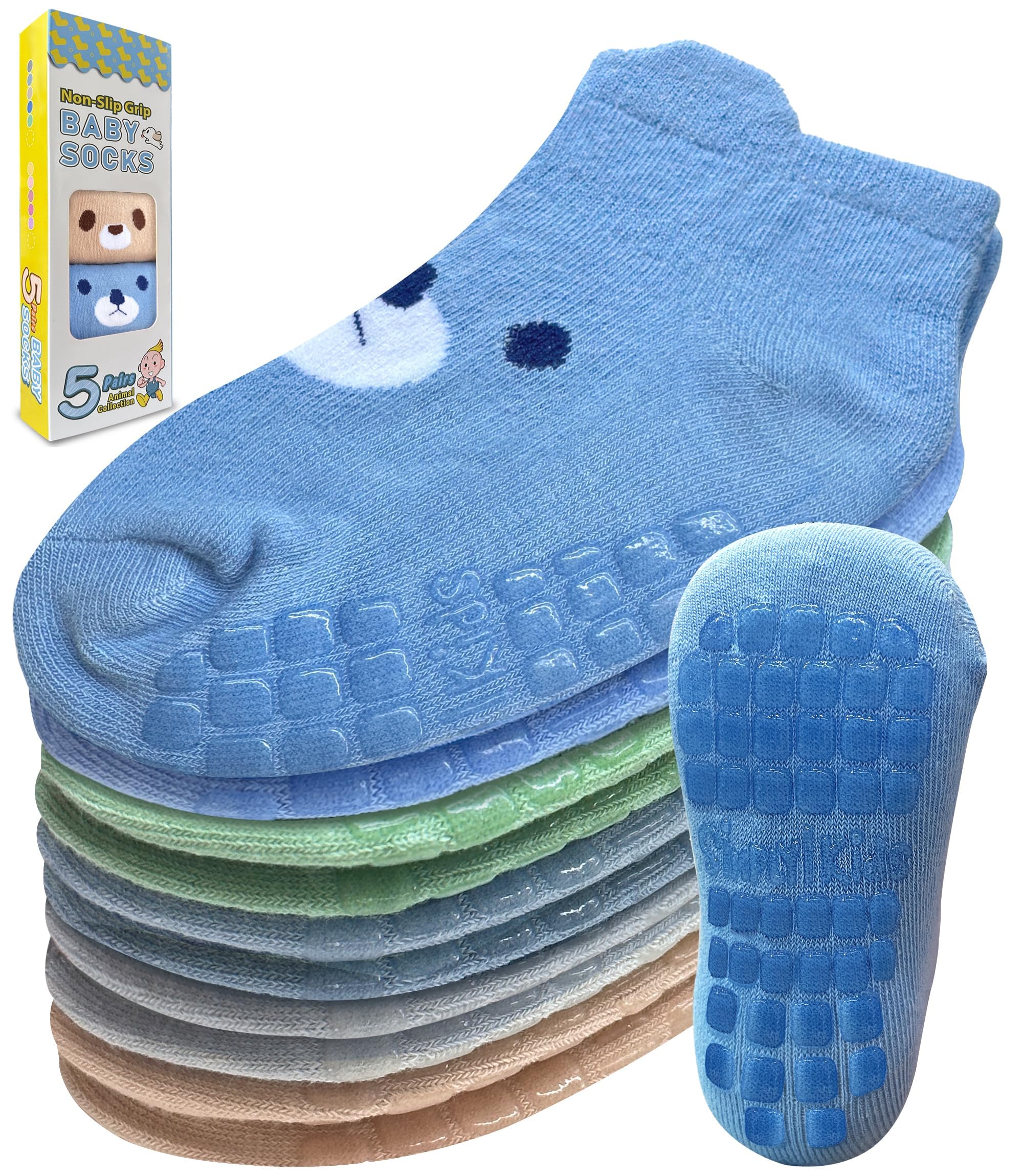 Simply Kids Toddler Socks with Grippers (9 Pair) for 0 Months - 7 Years Old I An