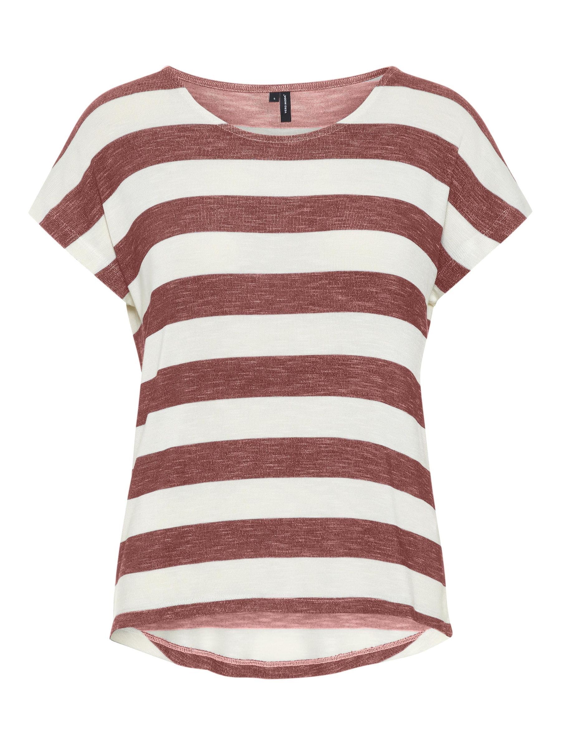 VERO MODA Women's Round Neck Striped Print T-Shirt